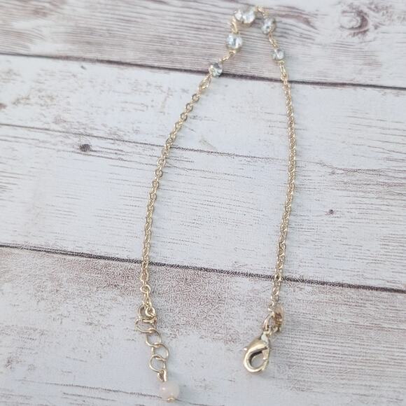 Vintage Avon SAQ Large Bracelet or Anklet Gold Tone with Clear Gems - Picture 7 of 11